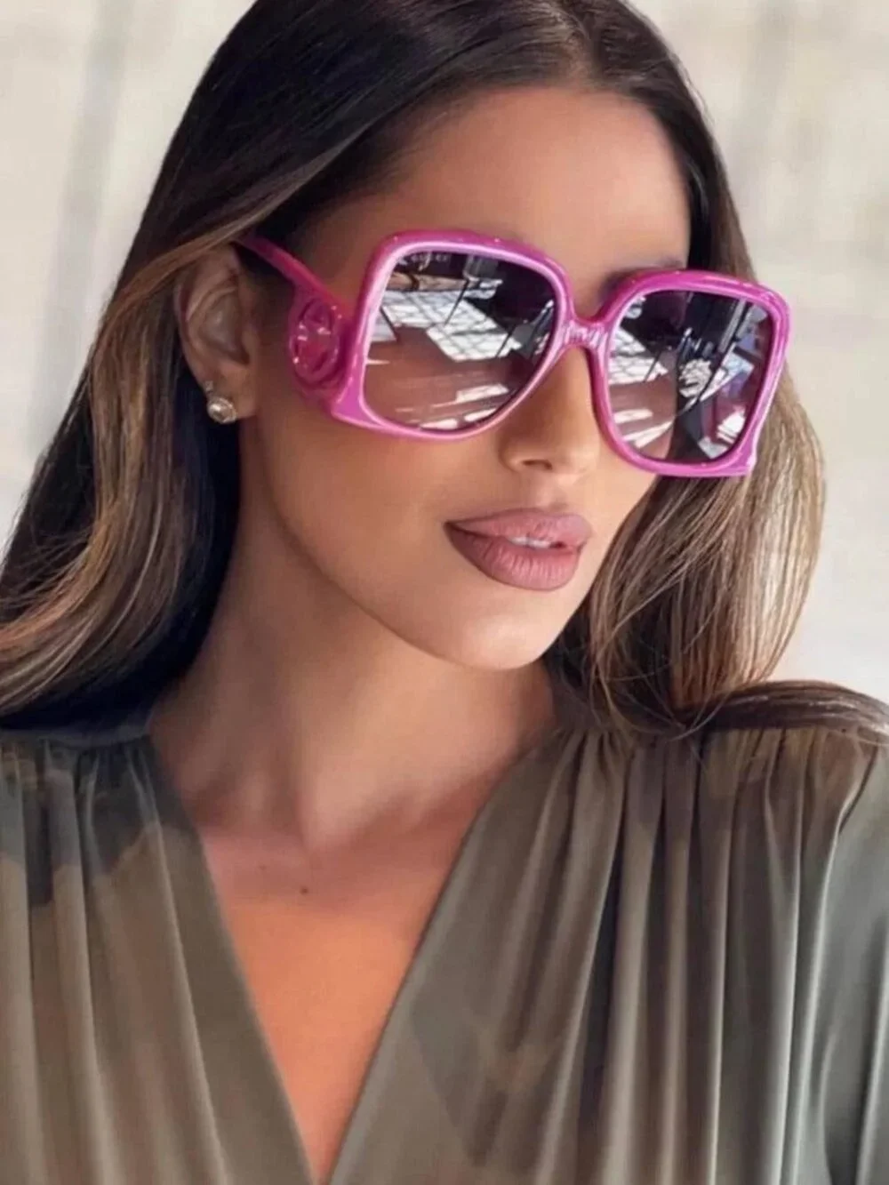 Gucci GG1326S 004 Square Sunglasses – Fuchsia\Violet Gradient